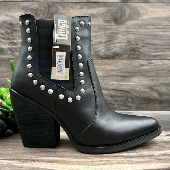 NIB Dan Post Dingo Stay Sassy Black Leather Studded Western Ankle Boot Bootie - Picture 6 of 13